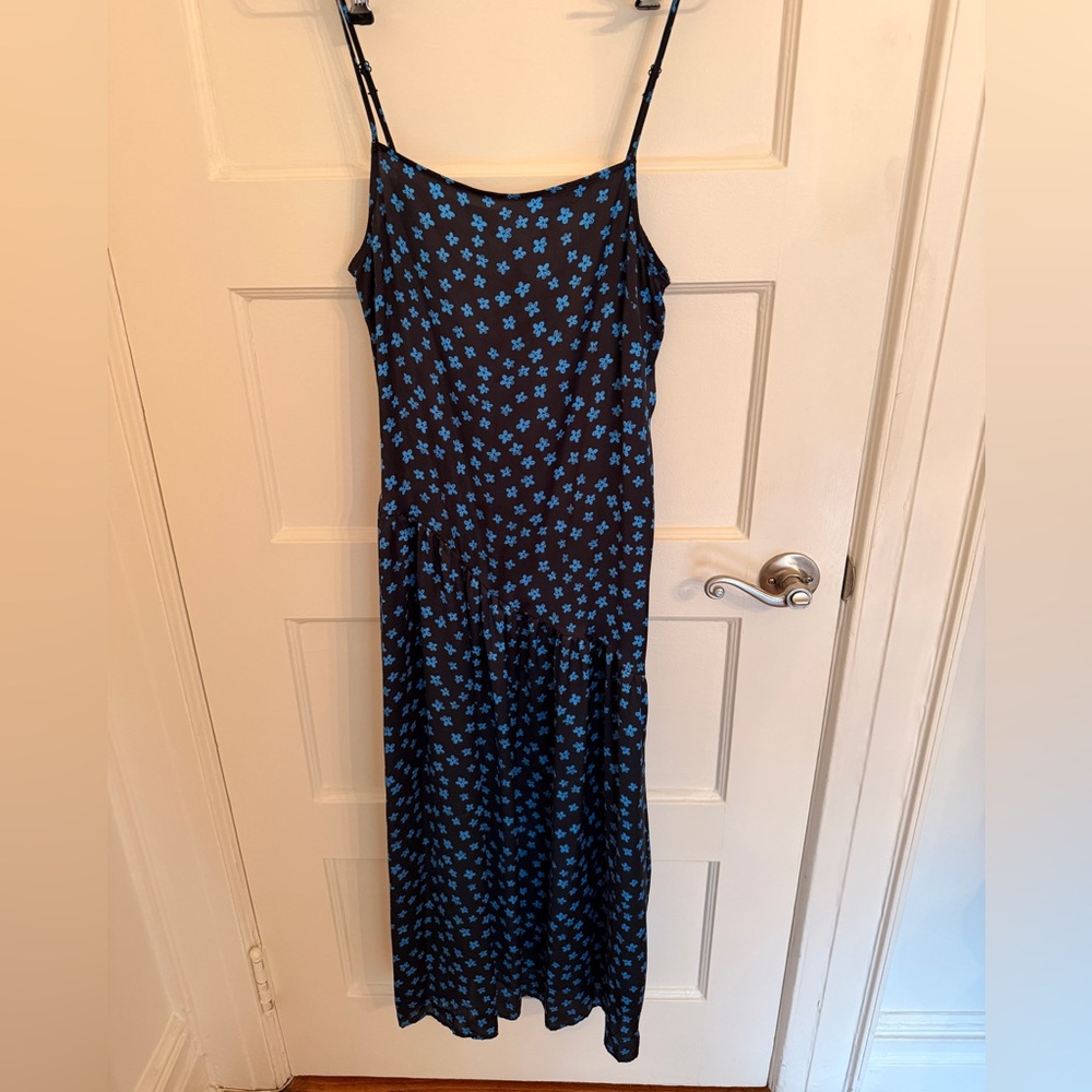 Black and blue floral slip dress
